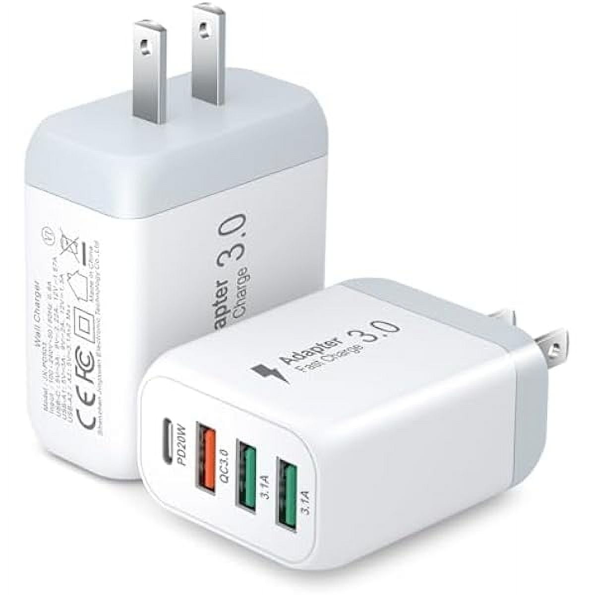 xzyuan USB C Charger Block, 2-Pack 40W Dual USB A and USB C Wall Charger Multiport Fast Cube Power Adapter Plug Charging Brick for iPhone 15 14 13 12 11 Pro Max iPad, Samsung, Android Phones-White