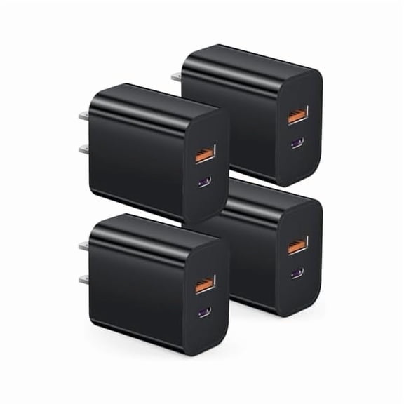 xzyuan USB C Charger Block Charging Block Type C Charger 20W Wall Chargers 4 Pack for iPhone 16/16 Plus/16 Pro/16 Pro Max/iPhone 15/15 Pro/15 Pro Max/14/13/12 Pro/Samsung//Android(Black)