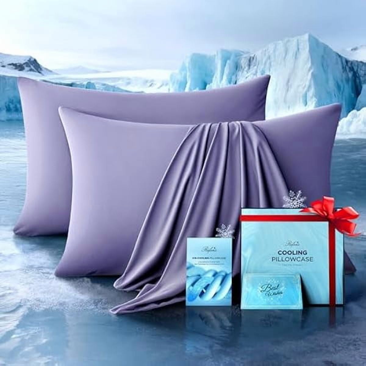 xzyuan Ultra-Chill Cooling Pillowcase Set of 2 for Hot Sleepers, Softer Than Silk Pillow Cases for Protecting Hair & Skin, Breathable Bed Pillow Covers w/Zipper, Gifts for Women Men(Purple, Queen)