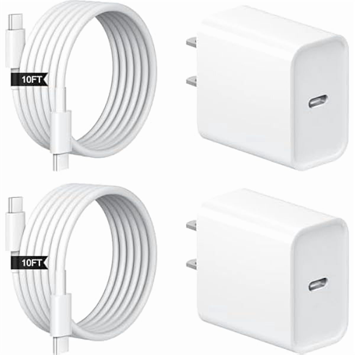 xzyuan iPhone 17 16 15 Charger Fast Charging 2+2Pack 20W USB C Wall Charger with 10FT Fast Charging Cable Compatible with iPhone 17/17 Air/17 Pro/17 Pro Max/iPhone 16/15 Series, iPad Pro/AirPods