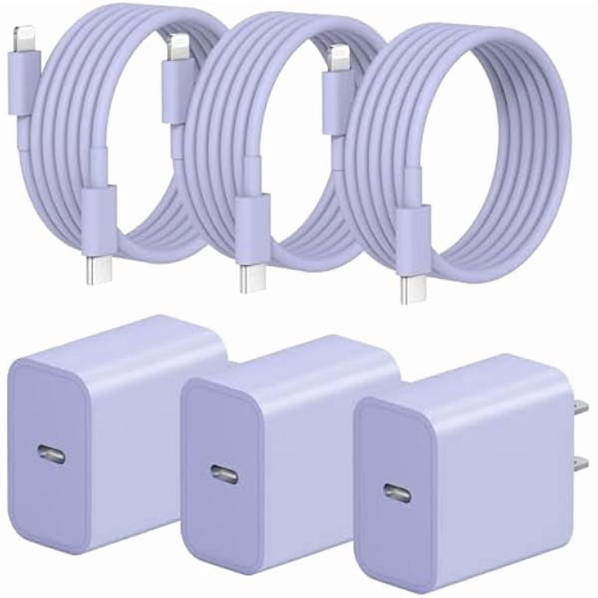 xzyuan iPhone Fast Charger 3+3Pack 20W USB C Wall Charger with 6FT Fast Charging Cable Compatible with iPhone 14/13/12/11/Pro/Pro Max-Purple