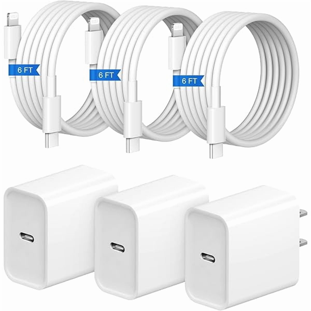 xzyuan iPhone Fast Charger 3+3Pack 20W USB C Wall Charger with 6FT Fast Charging Cable Compatible with iPhone 14/13/12/11/Pro/Pro Max