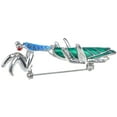 thumbnail image 1 of y Tone Ombre Blue Crystal Rhinestone Long Praying Mantis Insect Bug Brooch Pin, 1 of 5