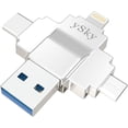 thumbnail image 1 of ySky  MFi Certified 64GB Photo Stick for iPhone Flash Drive,4in1 USB Memory Stick Flash Drives, 1 of 7