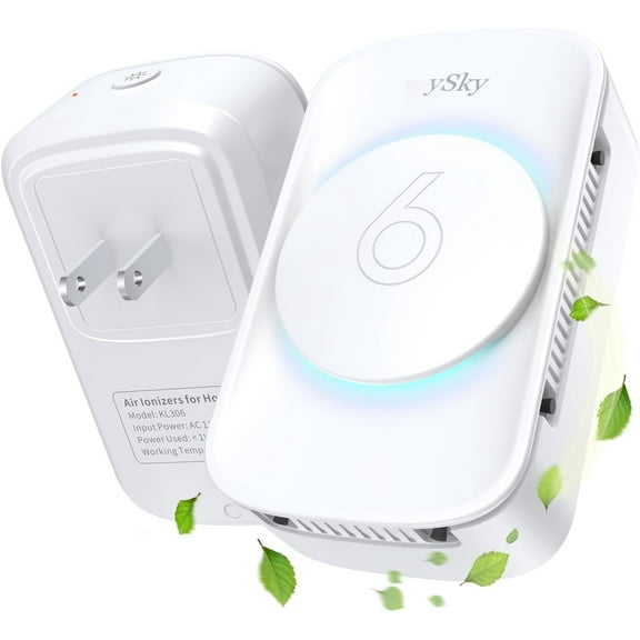 ySky Mini Plug-In Ionizer for Home, Negative Ionizer, Air Fresher Remove Smoke Smell for Home, Bathroom, Toilet, Pet Room 2-Pack White