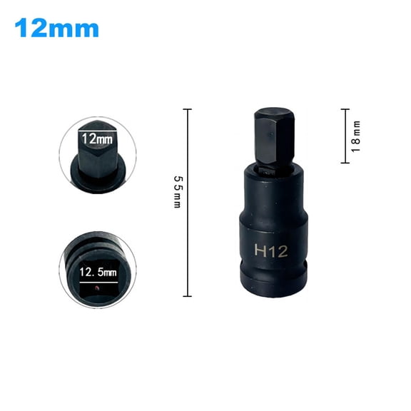 yaaqii 1/2 Socket Wrench Adapter Hex Head Socket Ratchet Wrench Adapter 55mm