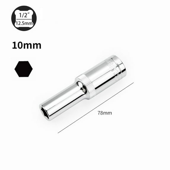 yaaqii 1/2inch 8-27mm Deep Socket Adapter Hex Socket Wrench drive Heads Ratchet Tool