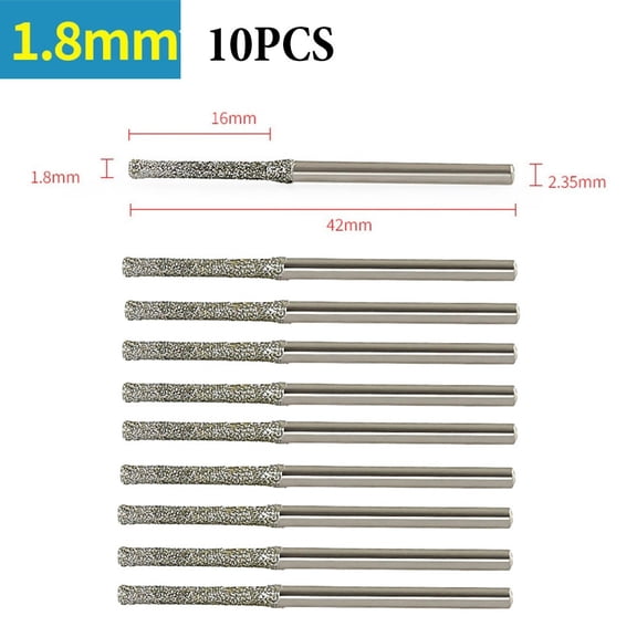 yaaqii 10PCS 0.8-2.5mm Drill Bit 2.35mm Shank for Glass Jade Amber Glass hole drilling