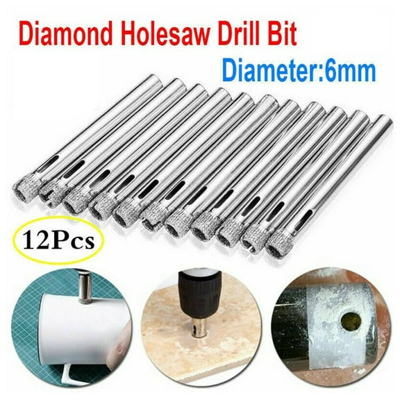 yaaqii 12Pcs 6mm Diamond Cutter Drill Bit Tools Set For Tile Ceramic Glass