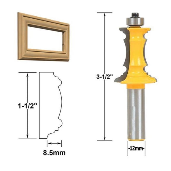 yaaqii 12mm Shank Miter Frame Molding Router Bit Door Tenon Cutter Woodworking Tool