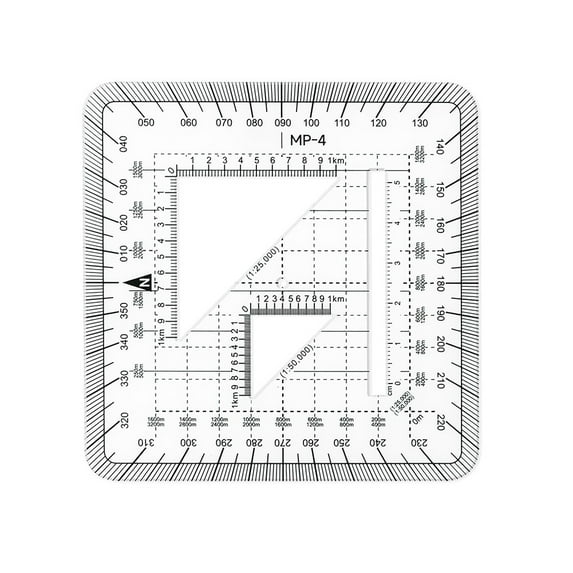 yaaqii 1pcs Grid protractor coordinate scale map land navigation topographic map scale