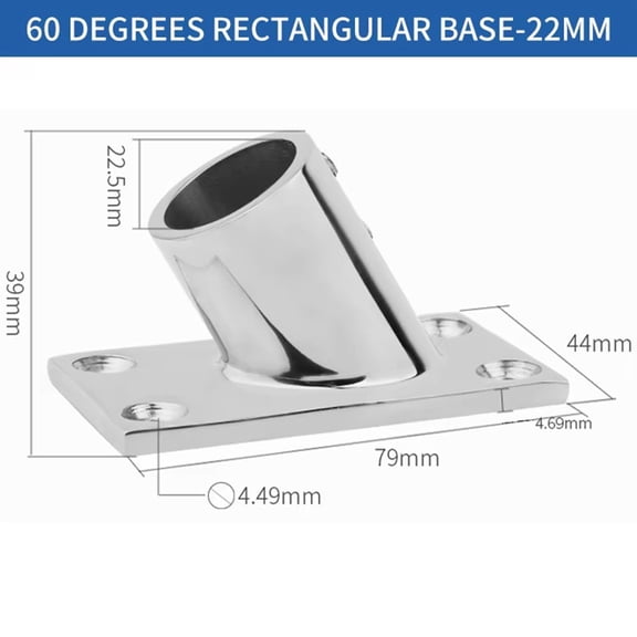yaaqii 22MM Stainless steel Boat pipe 30/45/60/90° Handrail Pipe Rectangular Base