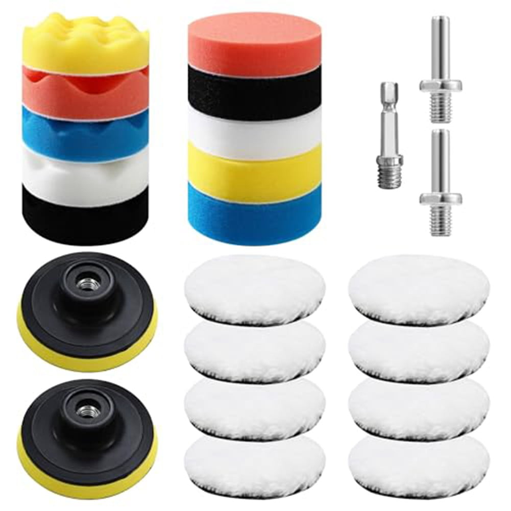 yaaqii 23Pcs 3 inch Car Polisher Pad Buffer Waxing Buffing Polishing Sponge Pads Kit