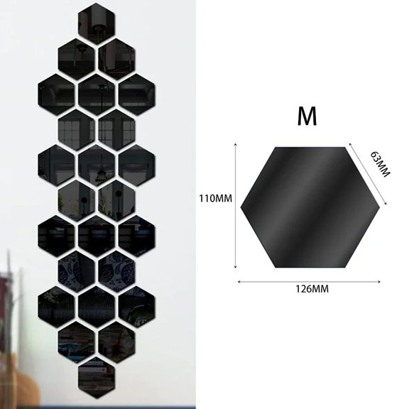 yaaqii 24pcs Golden Hexagon Mirror Wall Acrylic Self no glud Mosaic Tiles Stickers