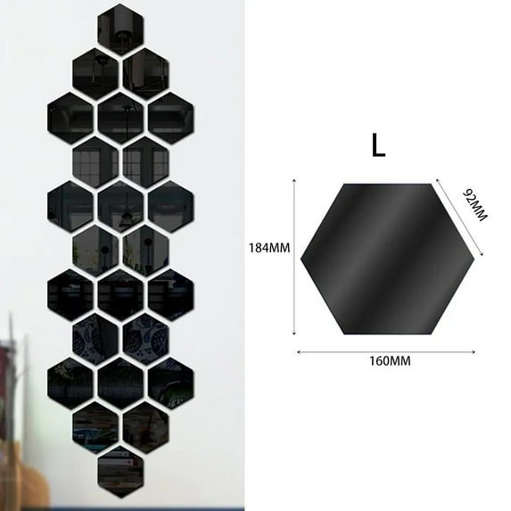 yaaqii 24pcs Golden Hexagon Mirror Wall Acrylic Self no glud Mosaic Tiles Stickers