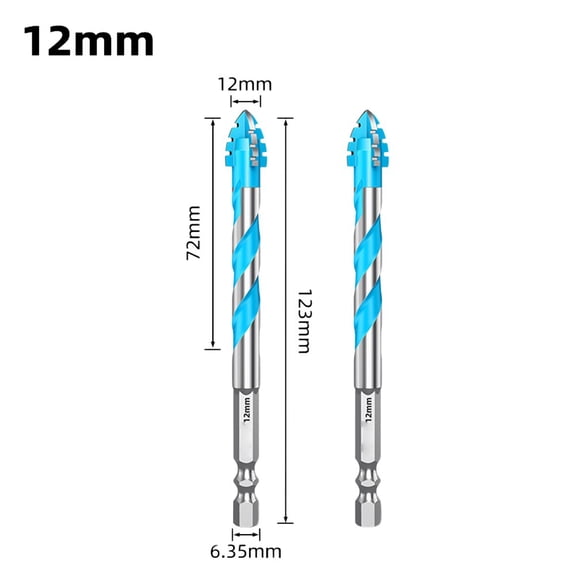 yaaqii 2PCS Four-Flute Eccentric Drill Bit for Glass Tile Punching Triangle 6-12mm