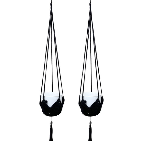 yaaqii 2Pcs For Braided Hemp Rope Hanging Basket Hanging Flower Pot Net Bag With Hook