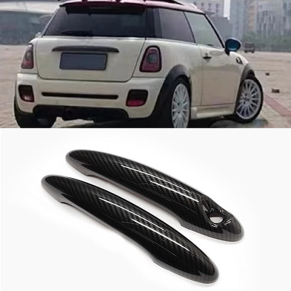 yaaqii 2x Black Carbon Fiber Door Handle Cover FOR MINI Cooper S JCW R50 R53 R55