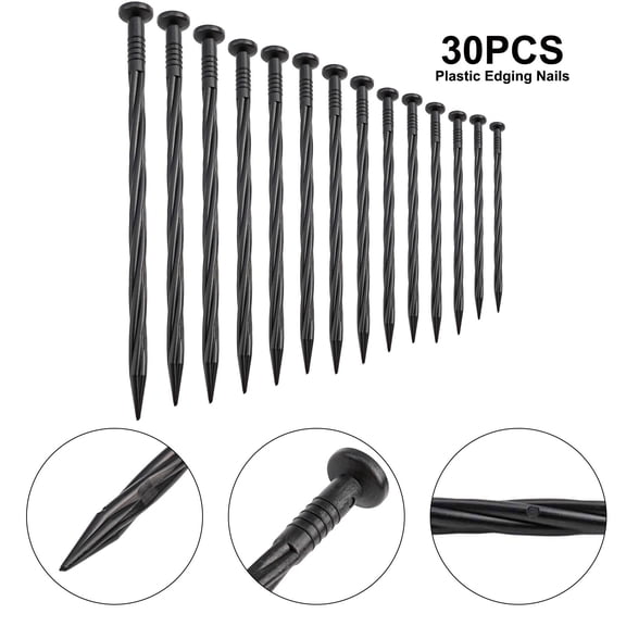 yaaqii 30-PACK Plastic Edging Nails, Spiral Nylon Landscape Stake/Spikes