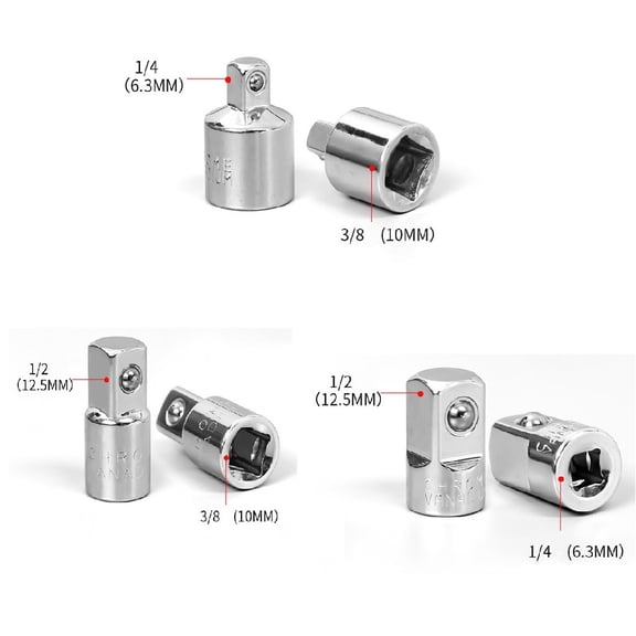 yaaqii 3PCS 1/4 3/8 1/2in Female to Male Drive Socket Spanner Converter Wrench Adapter