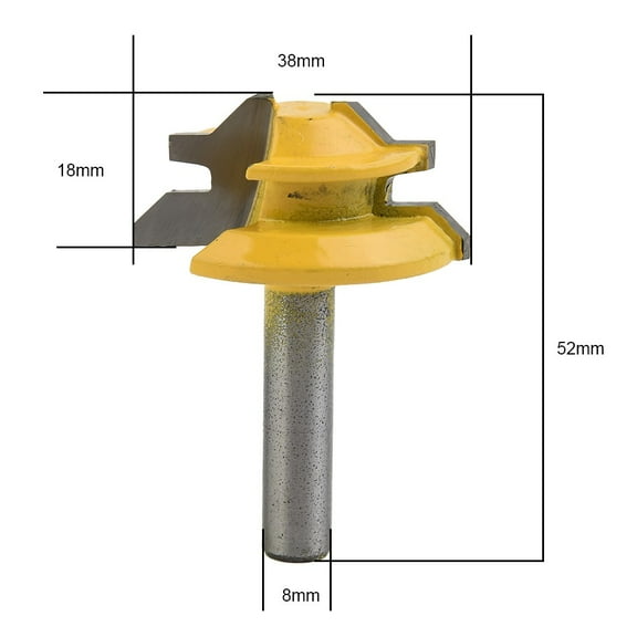yaaqii 45 Degree 8mm Shank Lock Miter Router Bit Trimmer Milling Joint Tenon Cutter HQ