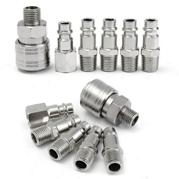 yaaqii 6Pcs Set 1/4 inch for BSP Air Line Hose Compressor Fitting Connector Coupler Adapter