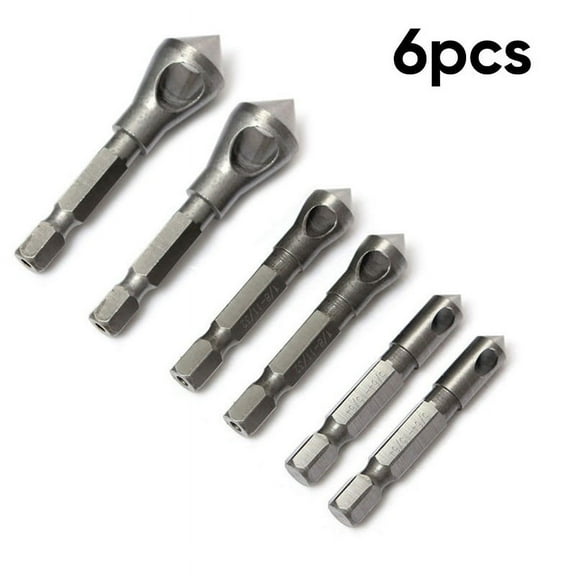 yaaqii 6pcs/Set Coated Countersink Deburring Drills Chamfering Cutting Tools