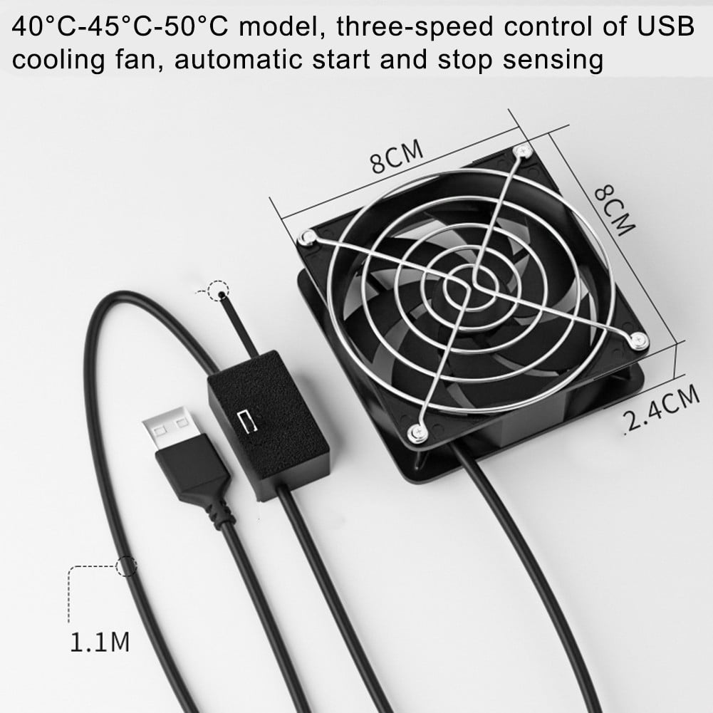 yaaqii 8x8cm USB powered temperature controlled cooling fan with ...