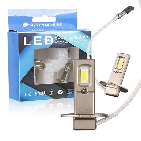 yaaqii Car LED H3 Headlight Bulb White 6000K Mini Car Super Bright LED Fog Light 12V