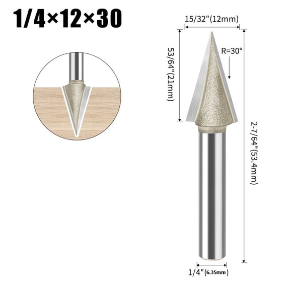 yaaqii Carbide V Bit 30 Degree V-Shaped Engraving Router Bit CNC Woodworking