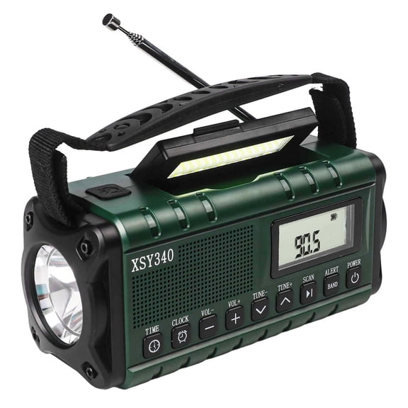 yaaqii Hand-Cranked Weather Radio AM/FM Solar Mobile Power Hand-Cranked Charger 10000MA