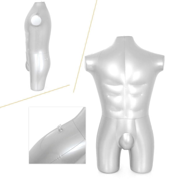 yaaqii Man Silver Whole Body Inflatable Mannequin Dummy Torso Model Fashion Display