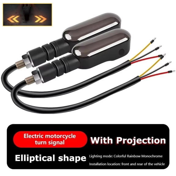 yaaqii Motorcycle LED Turn Signal Lamp Color Projection Lamp Sequential Flowing Light