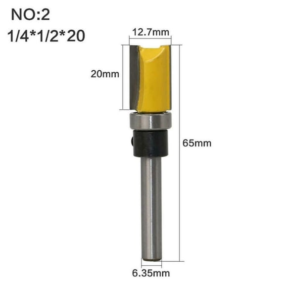 yaaqii Pattern Bit Industrial 1/4inch Shank Top Bearing Flush Trim Pattern Router Bits