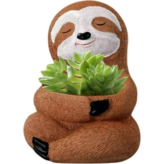 yaaqii Resin Sloth Succulent Potted Plant Decorative Landscape Desktop Home Decoration
