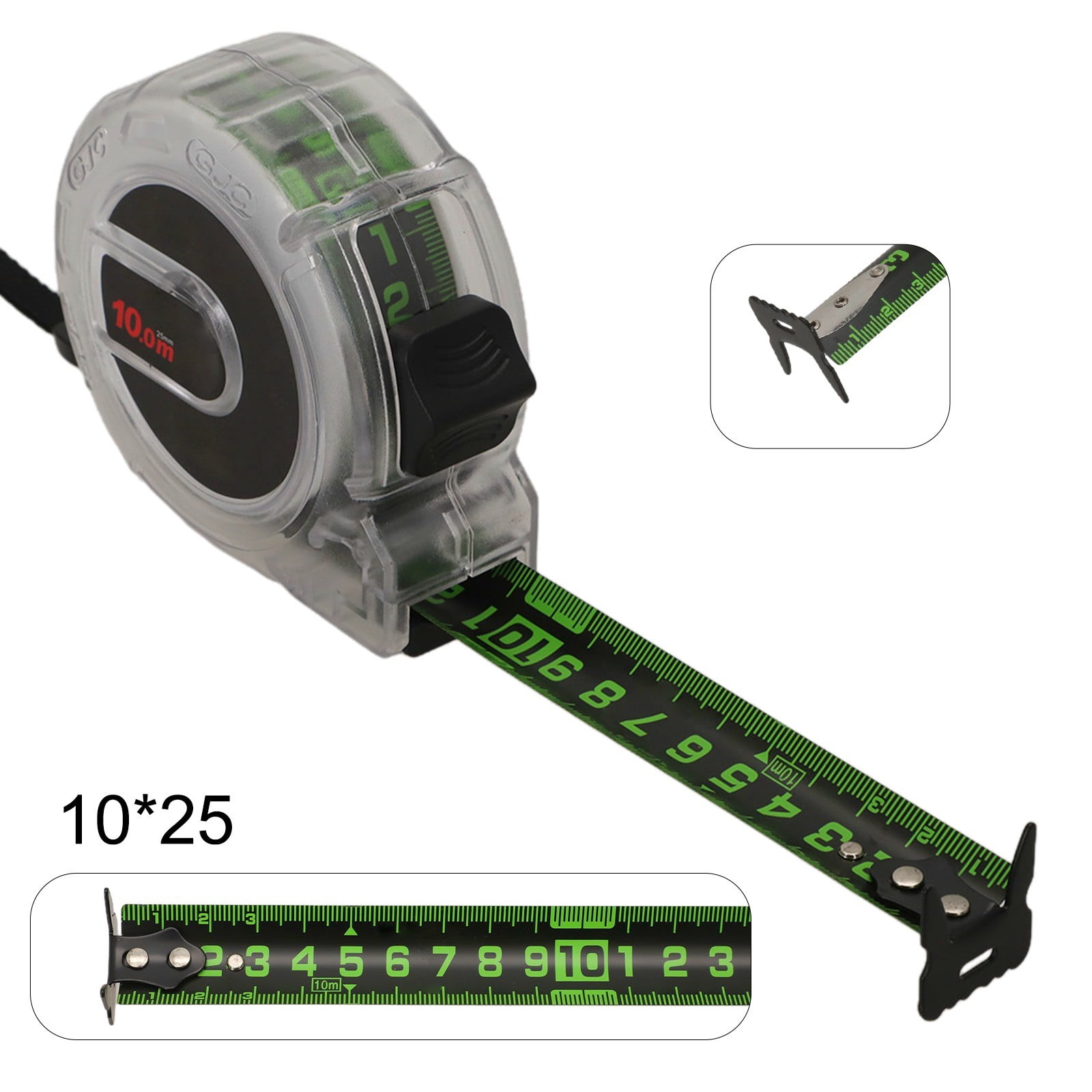 yaaqii Stainless Steel Tape Measure,10*25M Fluorescent Measure Waterproof tape measure