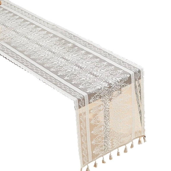 yaaqii White Lace Floral Table Runner Overlay Boho Lace Fabric Tablecloth for Wedding