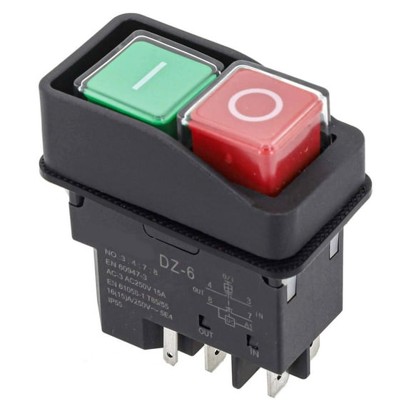 yaaqii for DZ-6 250VAC 15A 5Pin Electromagnetic Pushbutton Switch for Grinding Machine