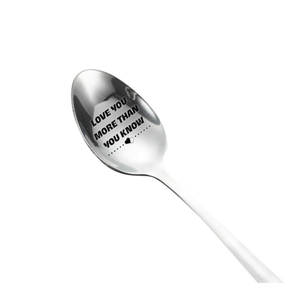 yanzihao Tableware Flatware in Dining Entertaining Tableware Engraved SpoonPresent for Husband Madam Family and Friends Tableware Printing Stainless Steel Spoon,C