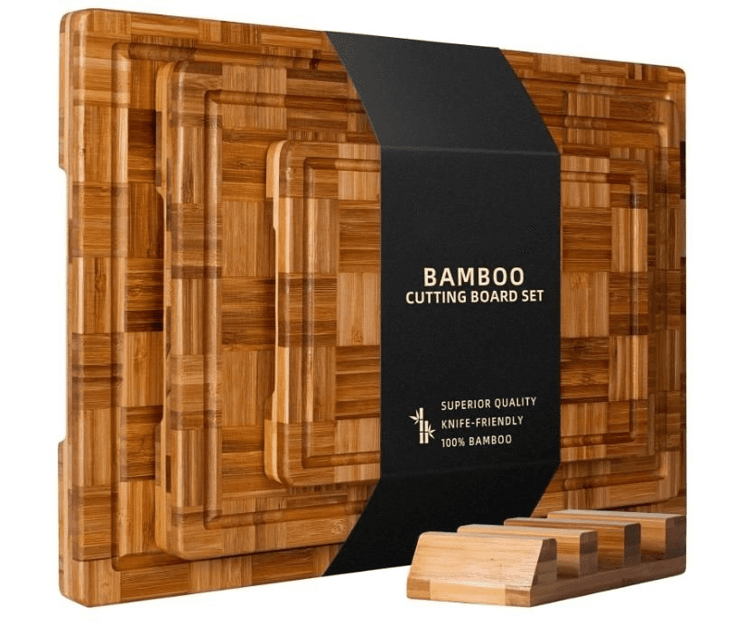 yaohasong Extra Large Bamboo Cutting Boards, (Set of 3) Chopping Boards with Juice Groove Bamboo
