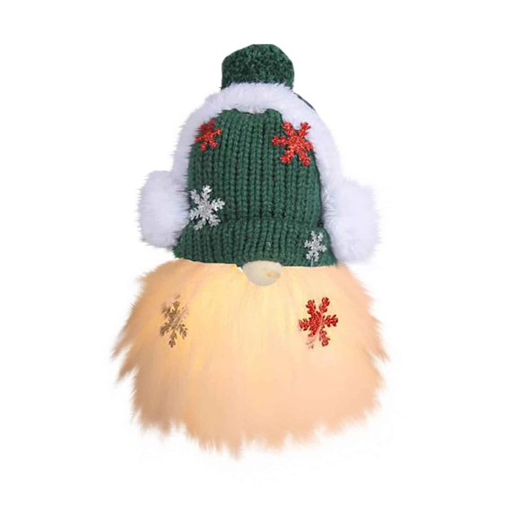 yaoruiling Plush Christmas Gnome with Light & Music, Singing Swedish Gnomes Figurine with Snowflake Knitted Hat & White Headphones Ornament Light up Xmas Gifts for Home Decor ,1pc