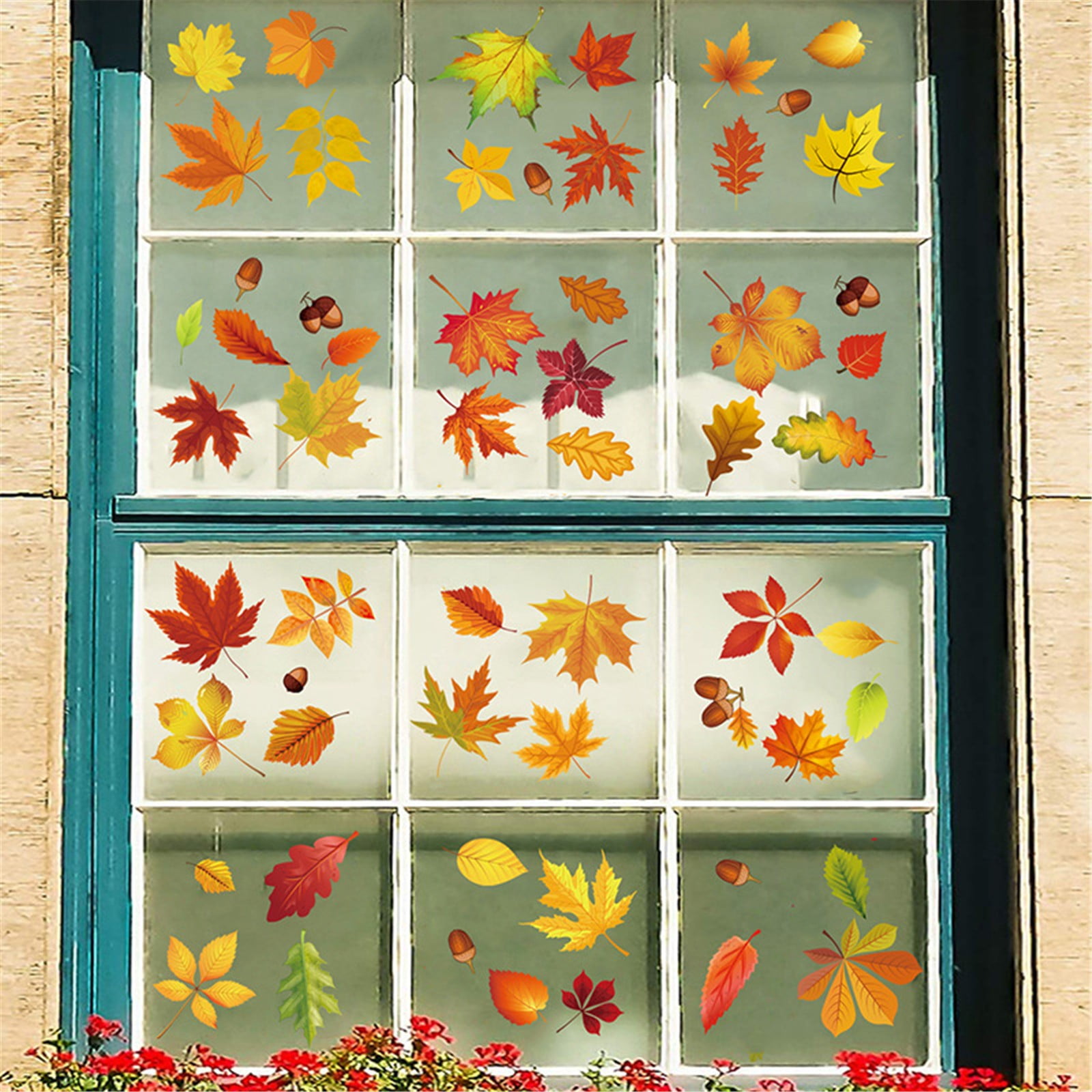 Paper Leaf Window yaoruiling Thanksgiving Maple Leaf Wall Sticker ,Static Window Sticker ...
