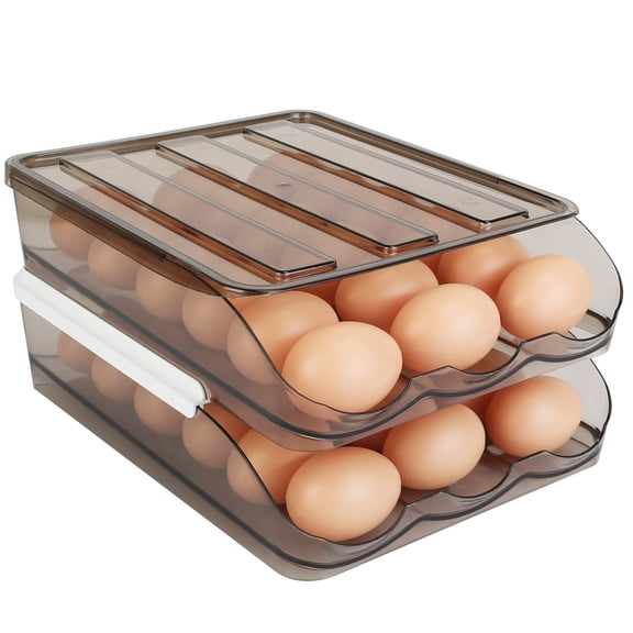 Yaotaoxin Egg Container Double Layer Automatic Rolling Storage Box With Lid Organizer Bin Tray Rack 36 Eggs