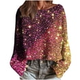 thumbnail image 1 of yardsong 2025 Boho Women Xmas Sweatshirt - Boat Neck Long Sleeve Imitation Knit Christmas Holiday Pullover Watermelon Red,M, 1 of 6