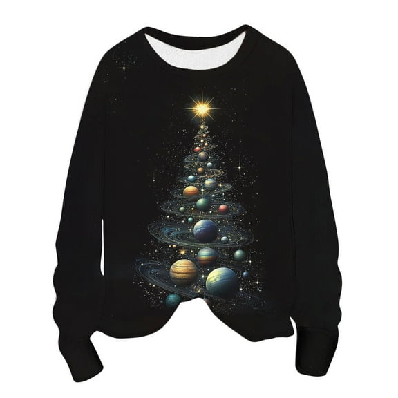 yardsong 2025 Fall Ladies Holiday Sweater - Boat Neck Long Sleeve Imitation Knit Christmas Xmas Pullover Black,XXL