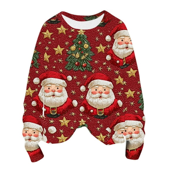 yardsong 2025 Imitation Knit Womens Holiday Sweater - Long Sleeve Boat Neck Fall Christmas Xmas Pullover Red,XXXL