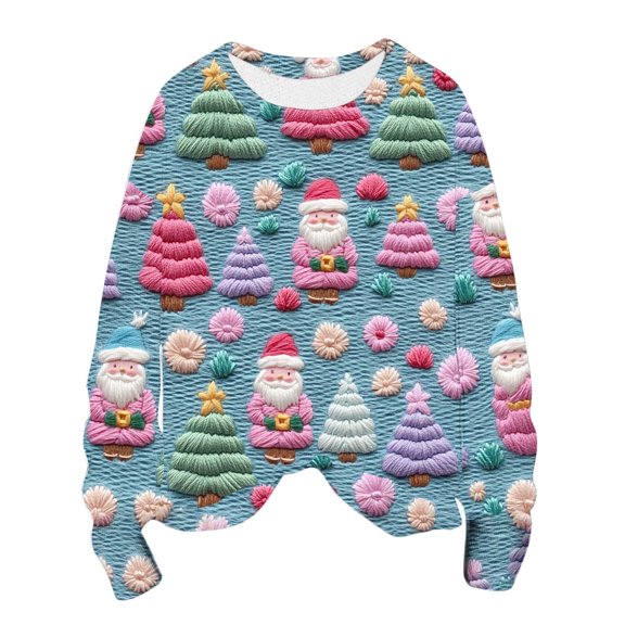 yardsong 2025 Long Sleeve Women Xmas Sweatshirt - Boat Neck Imitation Knit Fall Christmas Holiday Pullover Pink,M