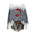 thumbnail image 1 of yardsong 2025 Xmas Holiday Sweatshirts for Women Long Sleeve Boat Neck Imitation Sweater Pullover Boho Tops Gray,M, 1 of 4