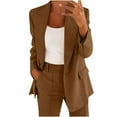 thumbnail image 1 of yardsong Blazer Set Women Blazer Sets Women 2 Piece Outfits Dressy Pant Suits Business Casual Outfits Loose Straight Leg Pants Work Set Plus Coffee,M, 1 of 7