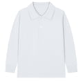 thumbnail image 1 of yardsong Boys Girls Long Sleeve Shirts Kids School Uniform Golf Shirts Solid Color Polo T-Shirts Comfort Button Collared Tops Blouse Blue,3 Years, 1 of 4